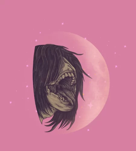 Ilustrasi monster sedang melahap Bulan ketika terjadi gerhana Bulan